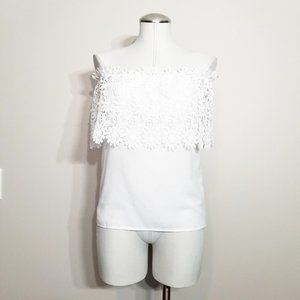 Off the Shoulder Silk Top with Lace NWOT XS